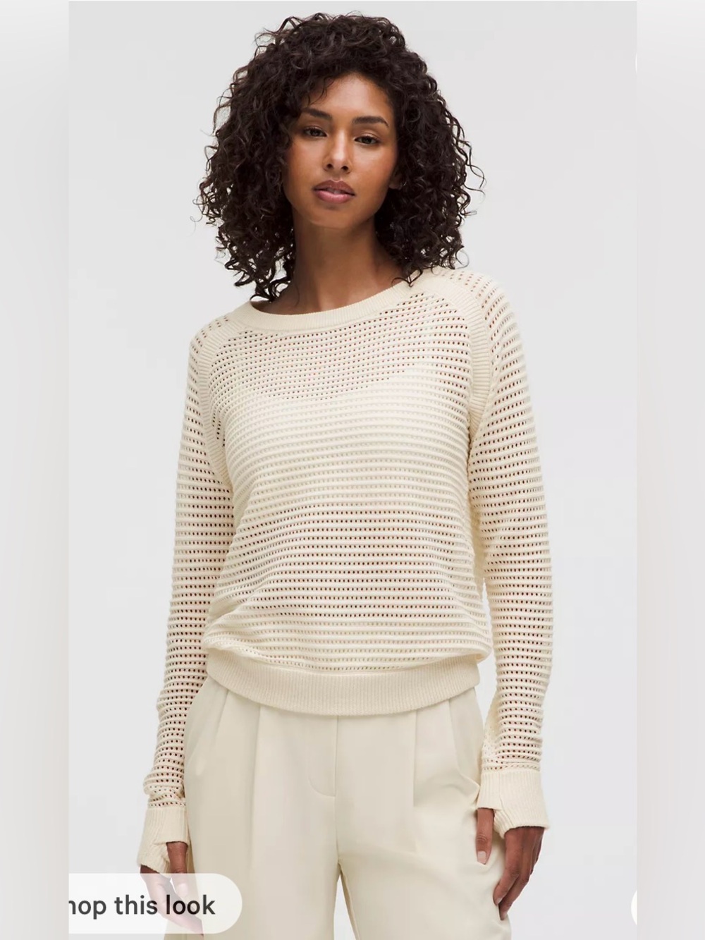 NWT Lululemon Pointelle-Knit Cotton Sweater Light Ivory Women’s size S